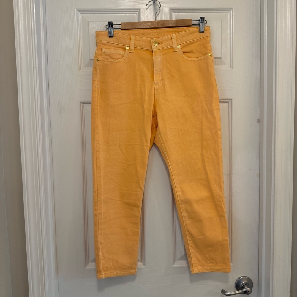 EUC MICHAEL KORS Dusty Coral Izzy Skinny Cropped Capri Denim Pants